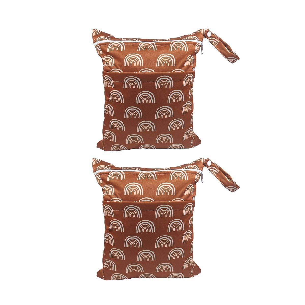 2PCS Cartoon Printed Diaper Bag Double Zipper Washable Storage Organizer - Colour Heart