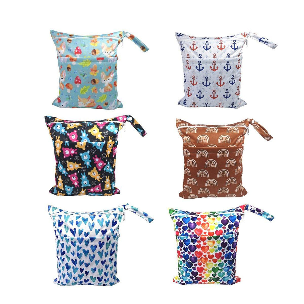 2PCS Cartoon Printed Diaper Bag Double Zipper Washable Storage Organizer - Fox Cone