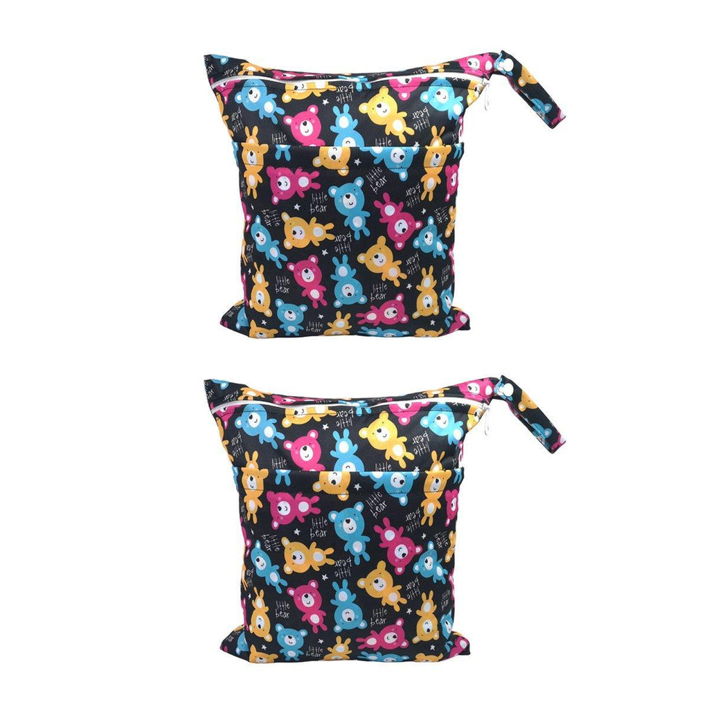 2PCS Cartoon Printed Diaper Bag Double Zipper Washable Storage Organizer - Fox Cone