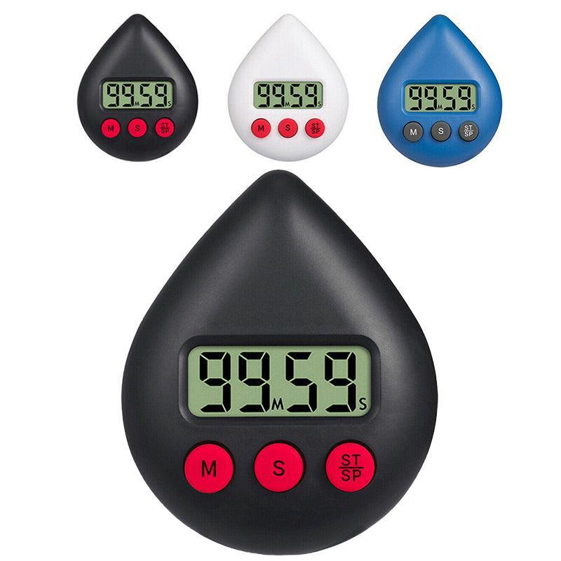 Water Drop Digital Timer Kitchen Study Alarm Countdown Electronic Clock 4 Colours - White