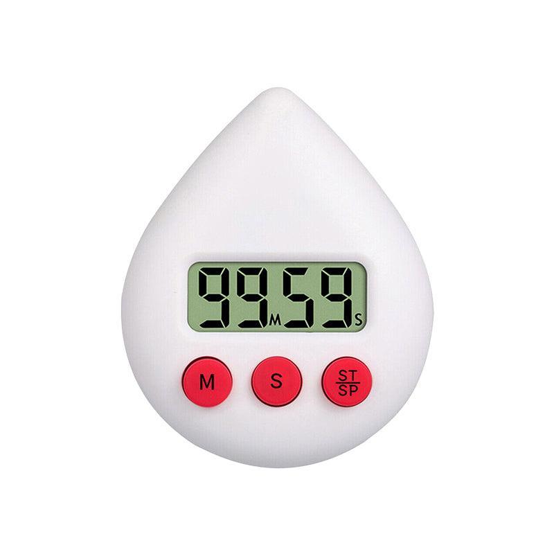 Water Drop Digital Timer Kitchen Study Alarm Countdown Electronic Clock 4 Colours - White