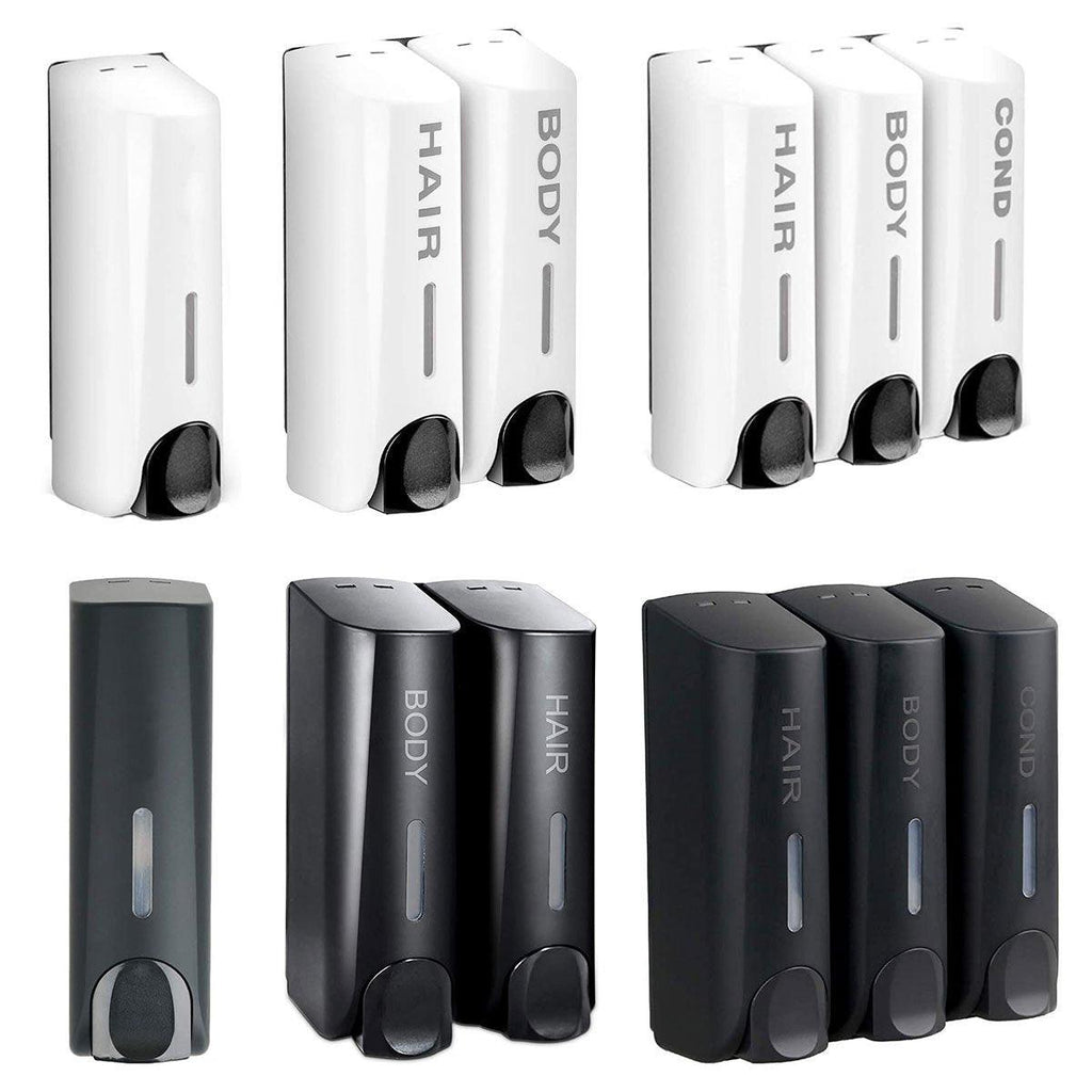 Hotel Wall Mounted Soap Dispenser Bathroom Shampoo Shower Gel Hand Soap Box - Black-Double