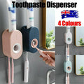 Automatic Toothpaste Dispenser Bathroom Wall-Mounted Rack Toothbrush Holder - Dark Blue