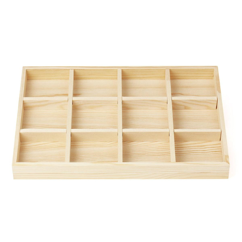 Wooden Jewellery Storage Box Display Tray Organizer for Rings Earrings Necklaces - Four Grids
