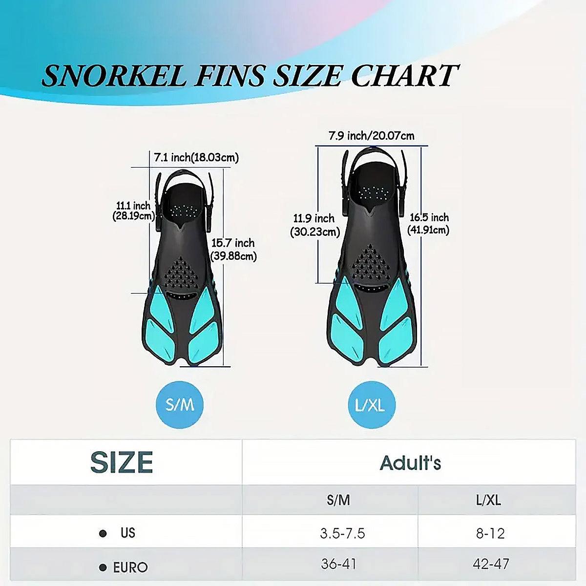 Adjustable Diving Flippers Swim Fins for Snorkeling Freestyle Training Gear - Blue-S/M