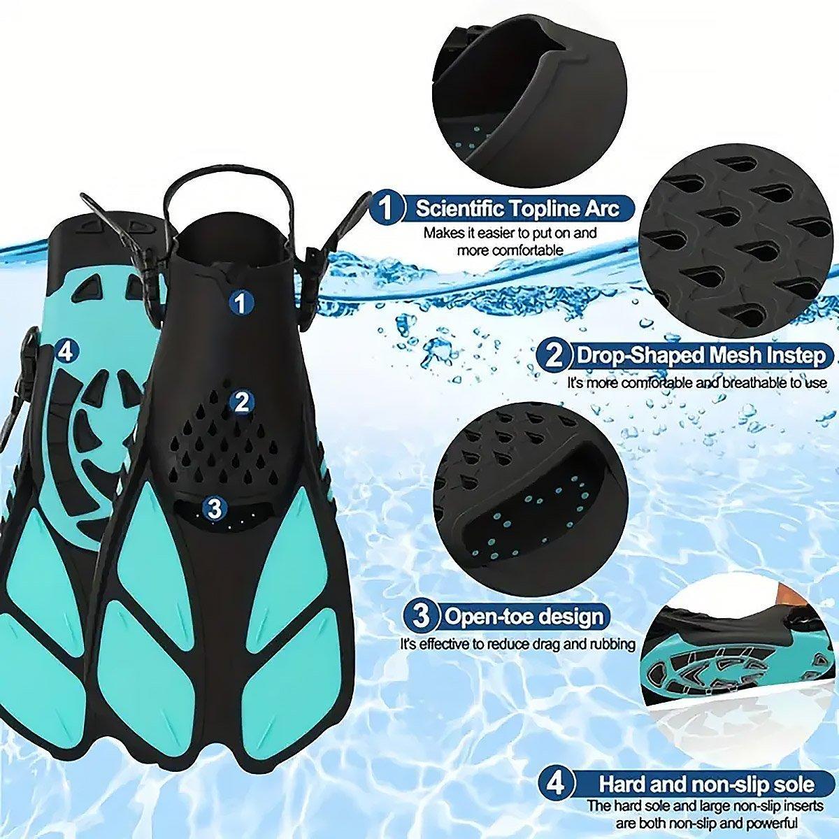 Adjustable Diving Flippers Swim Fins for Snorkeling Freestyle Training Gear - Purple-S/M