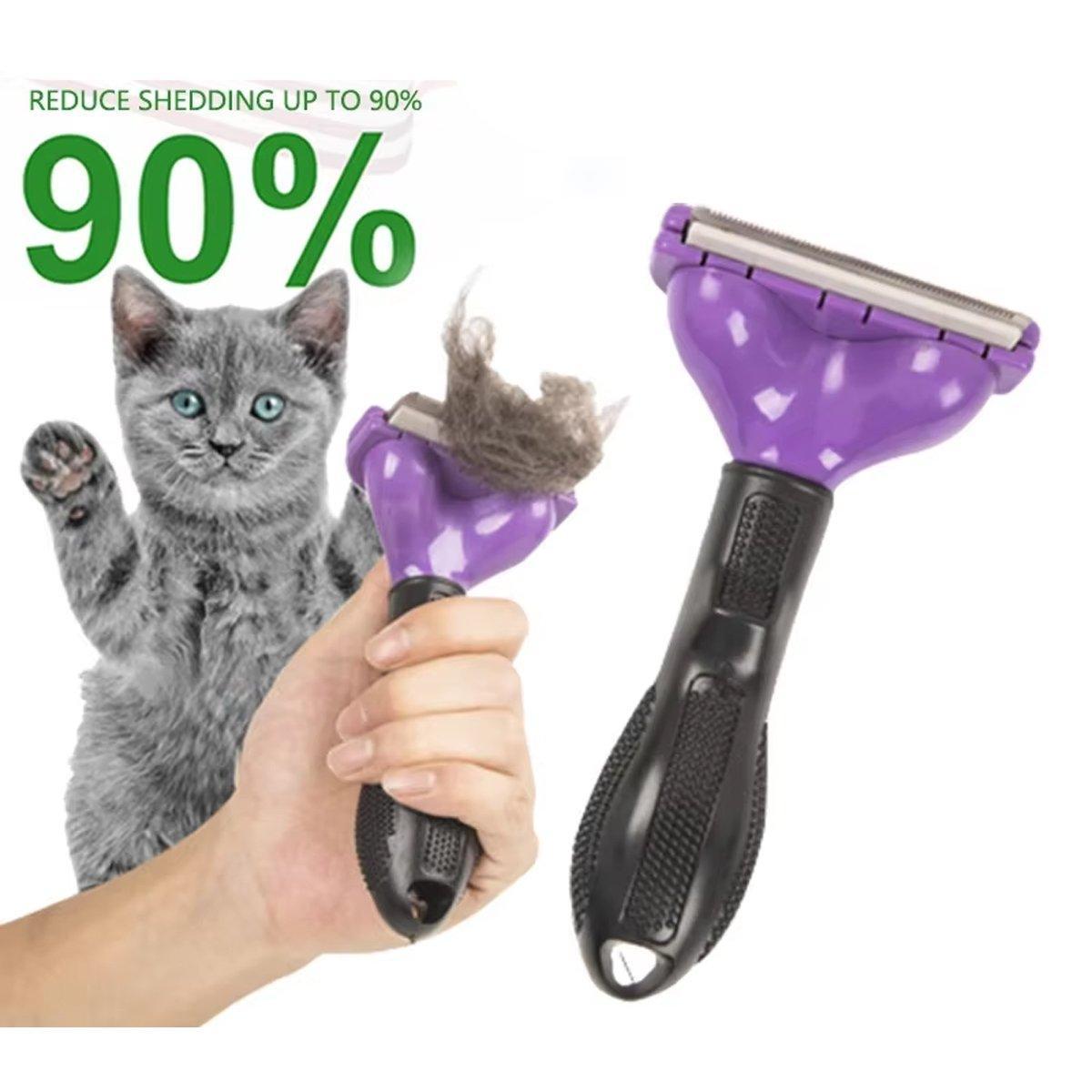 Pet Hair Removal Brush Deshedding Tool for Cats Dogs Grooming Comb Fur Remover - Yellow
