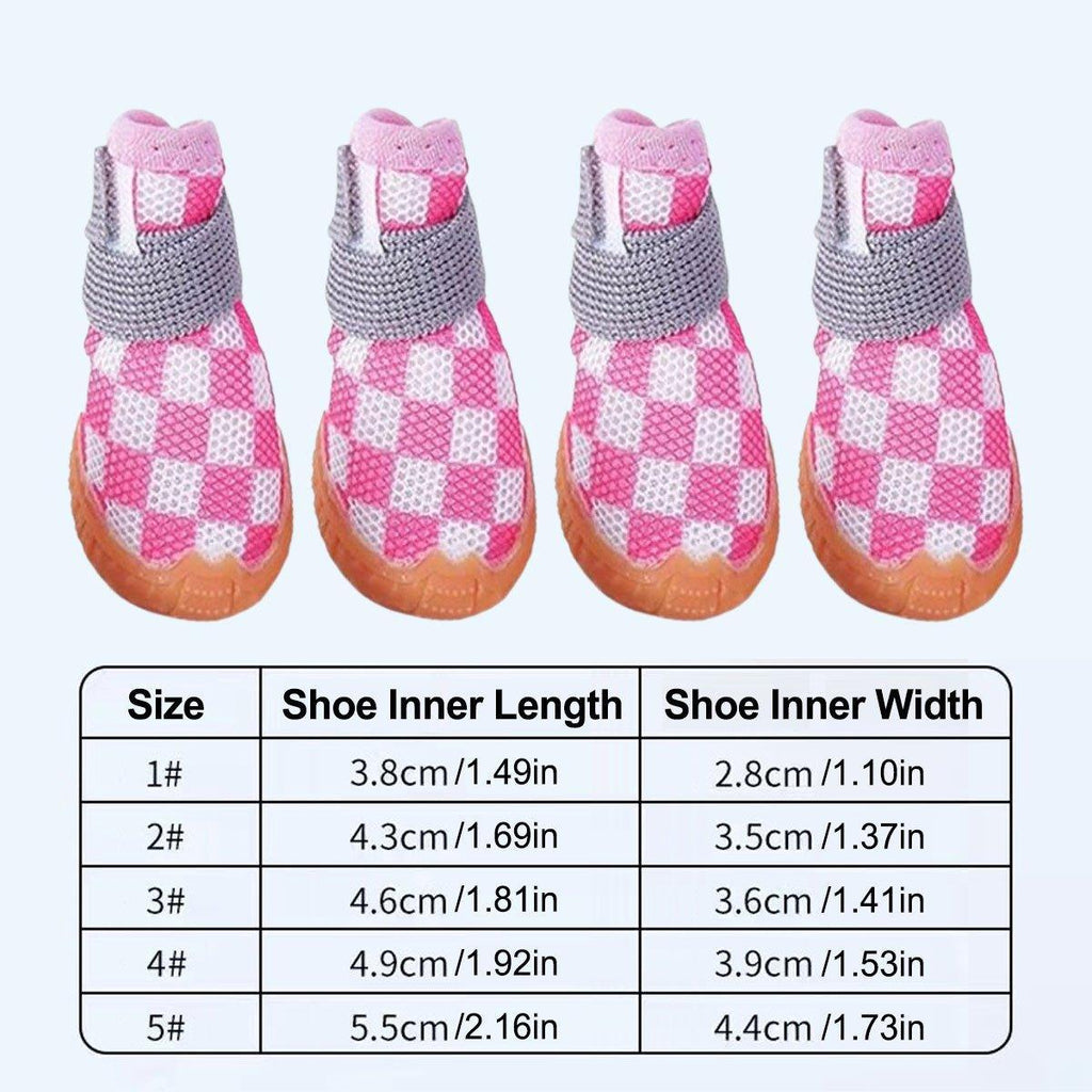 4pcs Breathable Mesh Dog Shoes Small Pets Puppy Paw Protection Summer Boots - Pink-2
