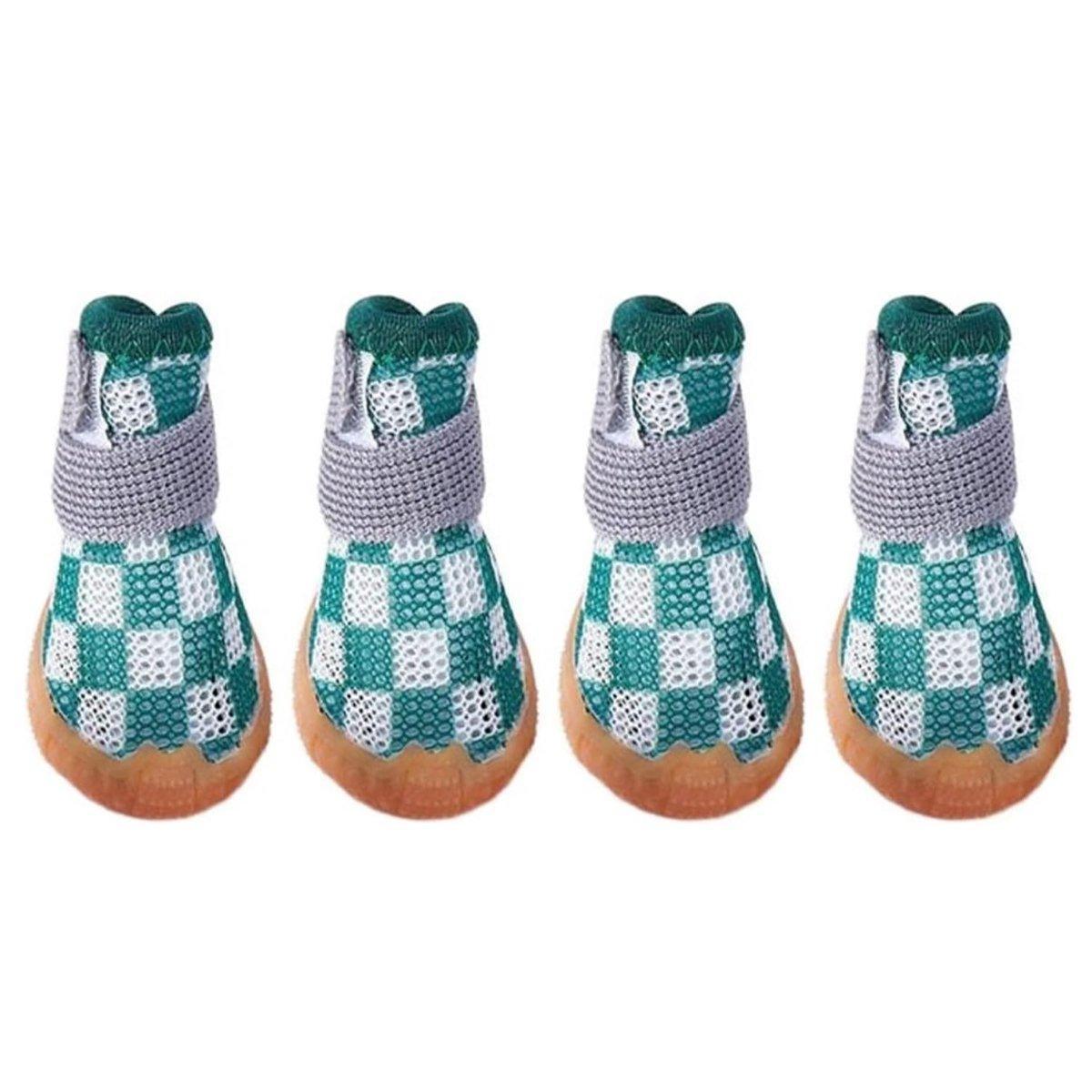 4pcs Breathable Mesh Dog Shoes Small Pets Puppy Paw Protection Summer Boots - Pink-3