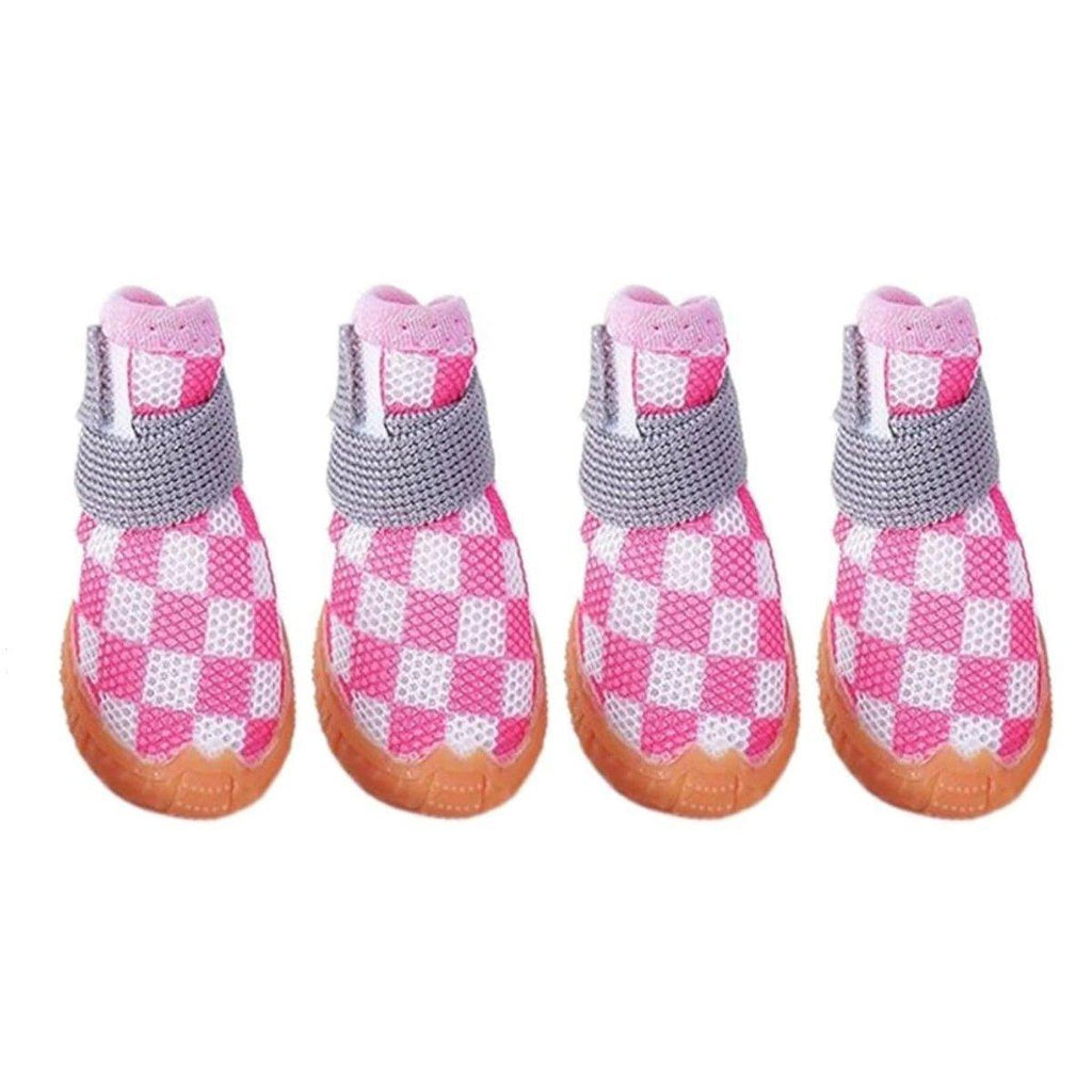 4pcs Breathable Mesh Dog Shoes Small Pets Puppy Paw Protection Summer Boots - Pink-5