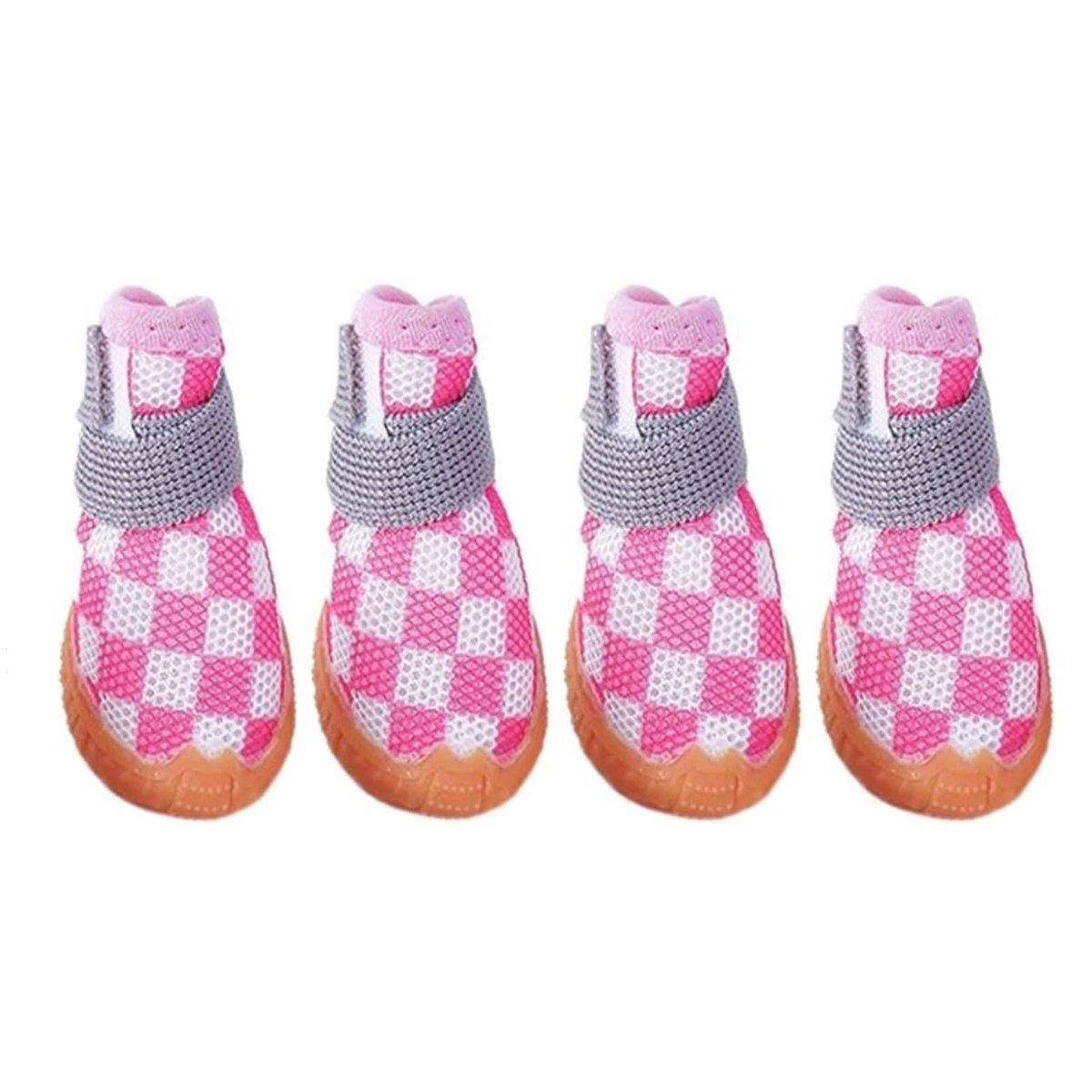 4pcs Breathable Mesh Dog Shoes Small Pets Puppy Paw Protection Summer Boots - Pink-5