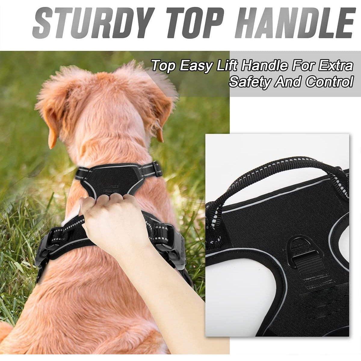 Adjustable No-Pull Dog Harness Vest S-XL Reflective Pet Training Outdoor Handle - Red-S