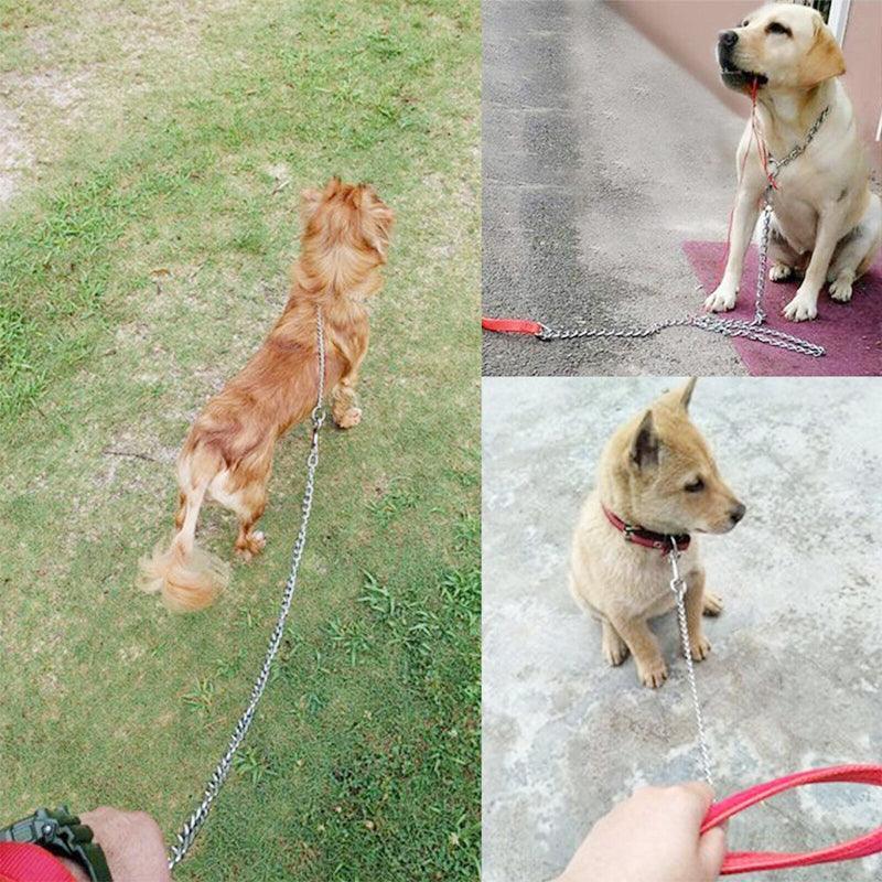 120Cm Pet Dog Puppy Padded Handle Metal Chain Dog Leash - Blue