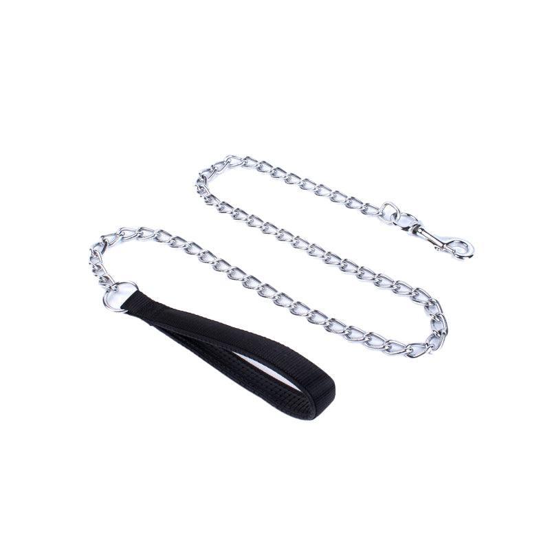 120Cm Pet Dog Puppy Padded Handle Metal Chain Dog Leash - Red