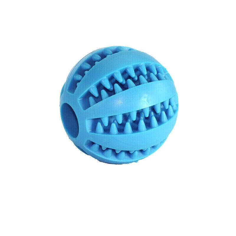 Dog Chew Toy Rubber Ball Treat Dispenser Dental Cleaning Training Play Ball - Dark Blue Spherical (Large)