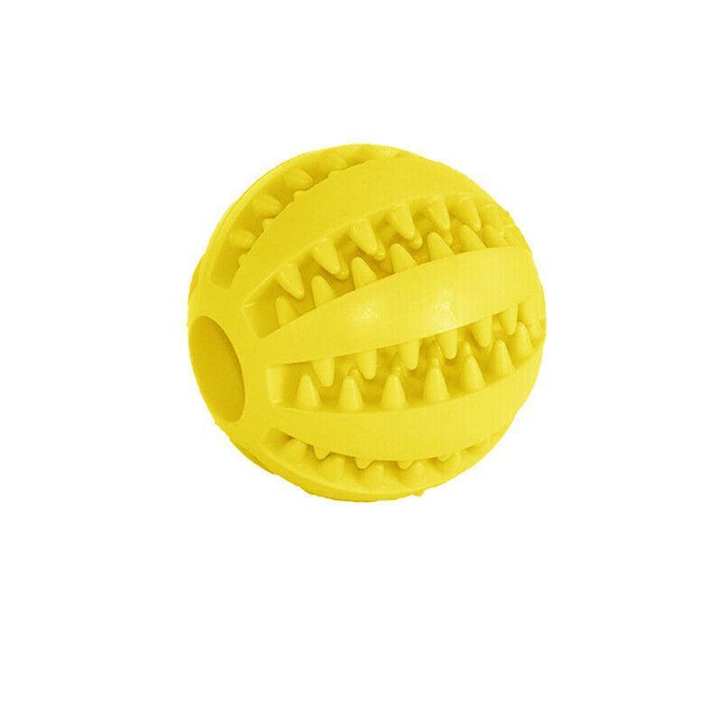 Dog Chew Toy Rubber Ball Treat Dispenser Dental Cleaning Training Play Ball - Green Rugby (11.5CM)