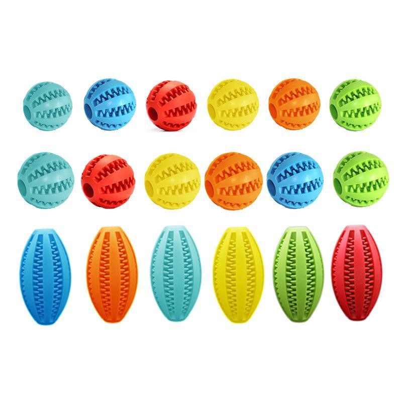 Dog Chew Toy Rubber Ball Treat Dispenser Dental Cleaning Training Play Ball - Green Spherical (Large)