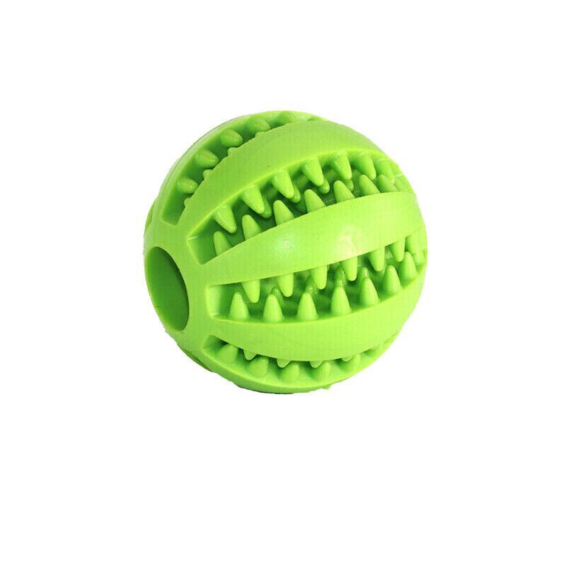 Dog Chew Toy Rubber Ball Treat Dispenser Dental Cleaning Training Play Ball - Green Spherical (Small)