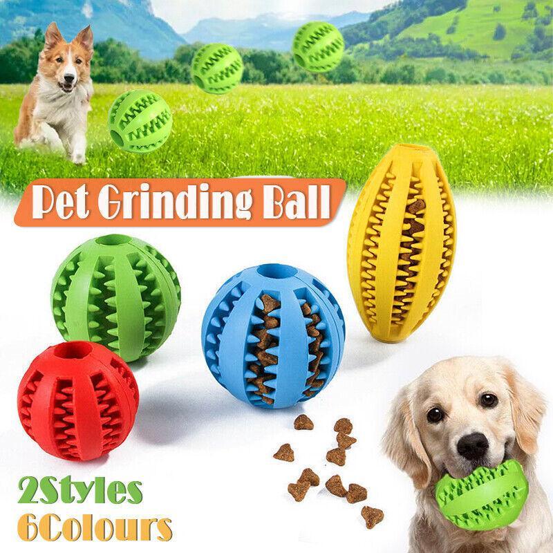 Dog Chew Toy Rubber Ball Treat Dispenser Dental Cleaning Training Play Ball - Orange Rugby (11.5CM)
