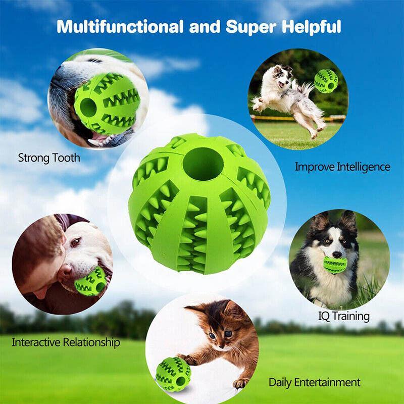 Dog Chew Toy Rubber Ball Treat Dispenser Dental Cleaning Training Play Ball - Orange Rugby (11.5CM)