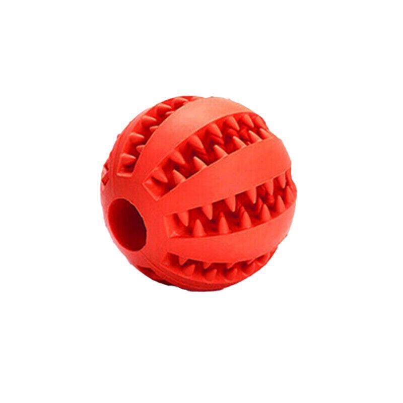 Dog Chew Toy Rubber Ball Treat Dispenser Dental Cleaning Training Play Ball - Yellow Rugby (11.5CM)