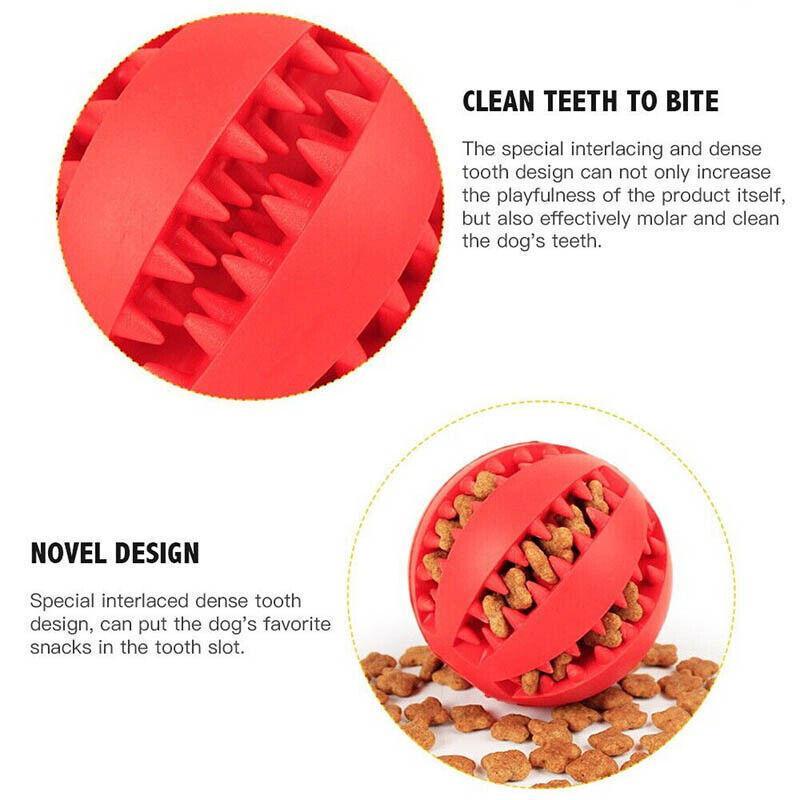 Dog Chew Toy Rubber Ball Treat Dispenser Dental Cleaning Training Play Ball - Yellow Spherical (Large)