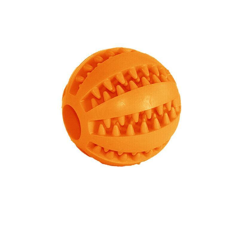 Dog Chew Toy Rubber Ball Treat Dispenser Dental Cleaning Training Play Ball - Yellow Spherical (Large)