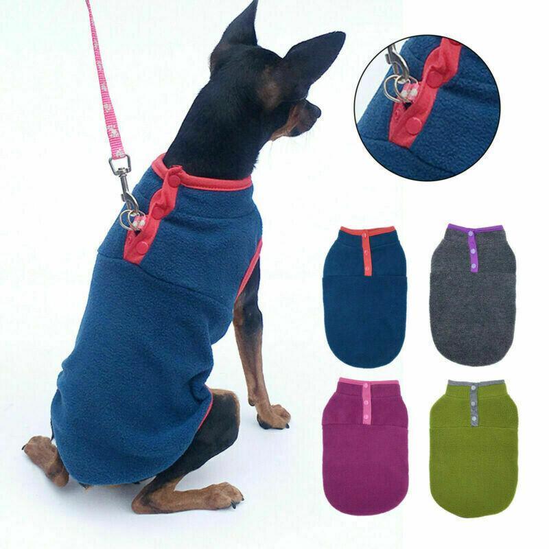 XL Pet Dog Puppy Winter Warm Fleece Jumper Vest Coat Jacket Apparel Clothes - Blue