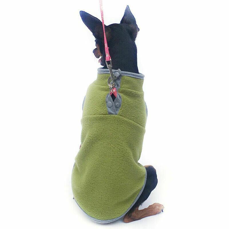 M Pet Dog Puppy Winter Warm Fleece Jumper Vest Coat Jacket Apparel Clothes Outdoor - Green