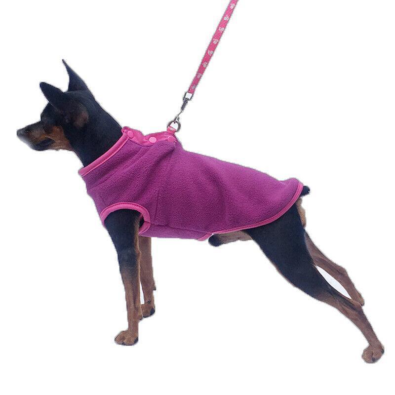 L Pet Dog Puppy Winter Warm Fleece Jumper Vest Coat Jacket Apparel Clothes Outdoor - Grey