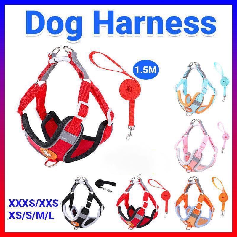 Dog Harness Cat Lead Puppy Leash Vest Mesh Breathe Adjustable Braces Small Pet Red - XXS