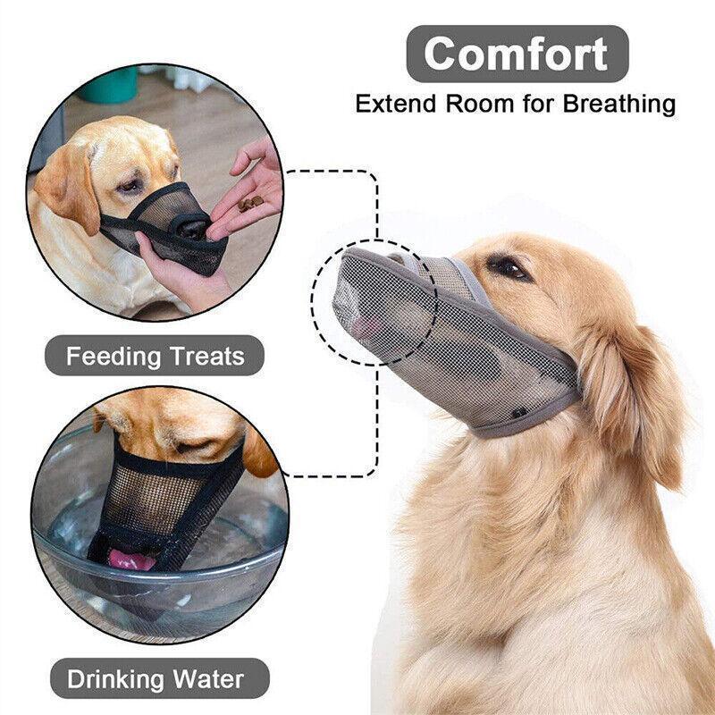 Adjustable XL Size Pet Dog Mask Mouth Muzzle Anti Barking Bite Stop Chewing Mask - Grey