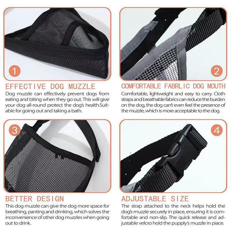 Adjustable XXS Size Pet Dog Mask Mouth Muzzle Anti Barking Bite Stop Chewing Mask - Grey