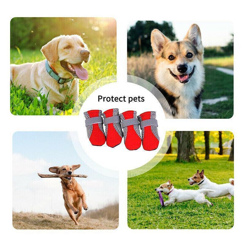 4PCS S Size Anti Slip Waterproof Protective Dog Shoes Rain Boots Pet Socks Booties - Black