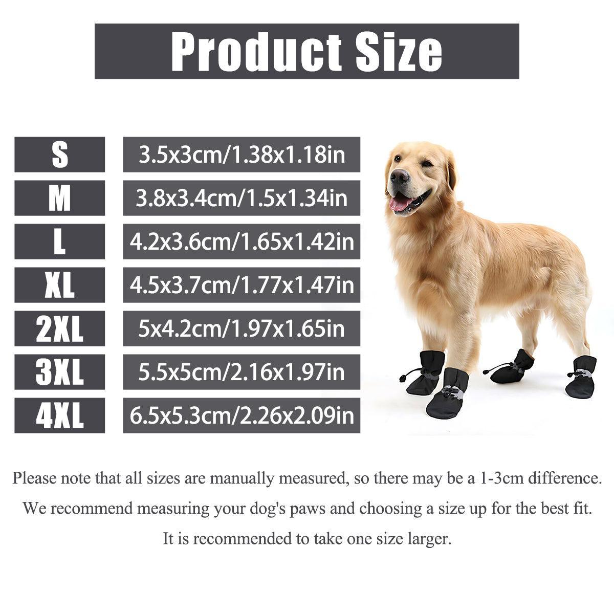 Set Anti Slip Waterproof Protective Dog Shoes Rain Boots Pet Socks Booties 4Pcs - XL