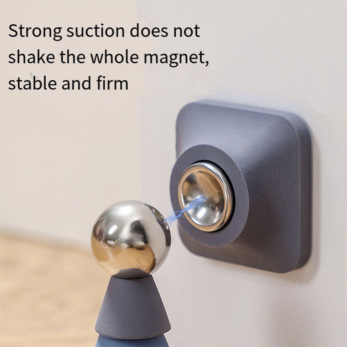 Silicone Silent Door Stopper with Suction Base and Secure Hold Catch Design - White