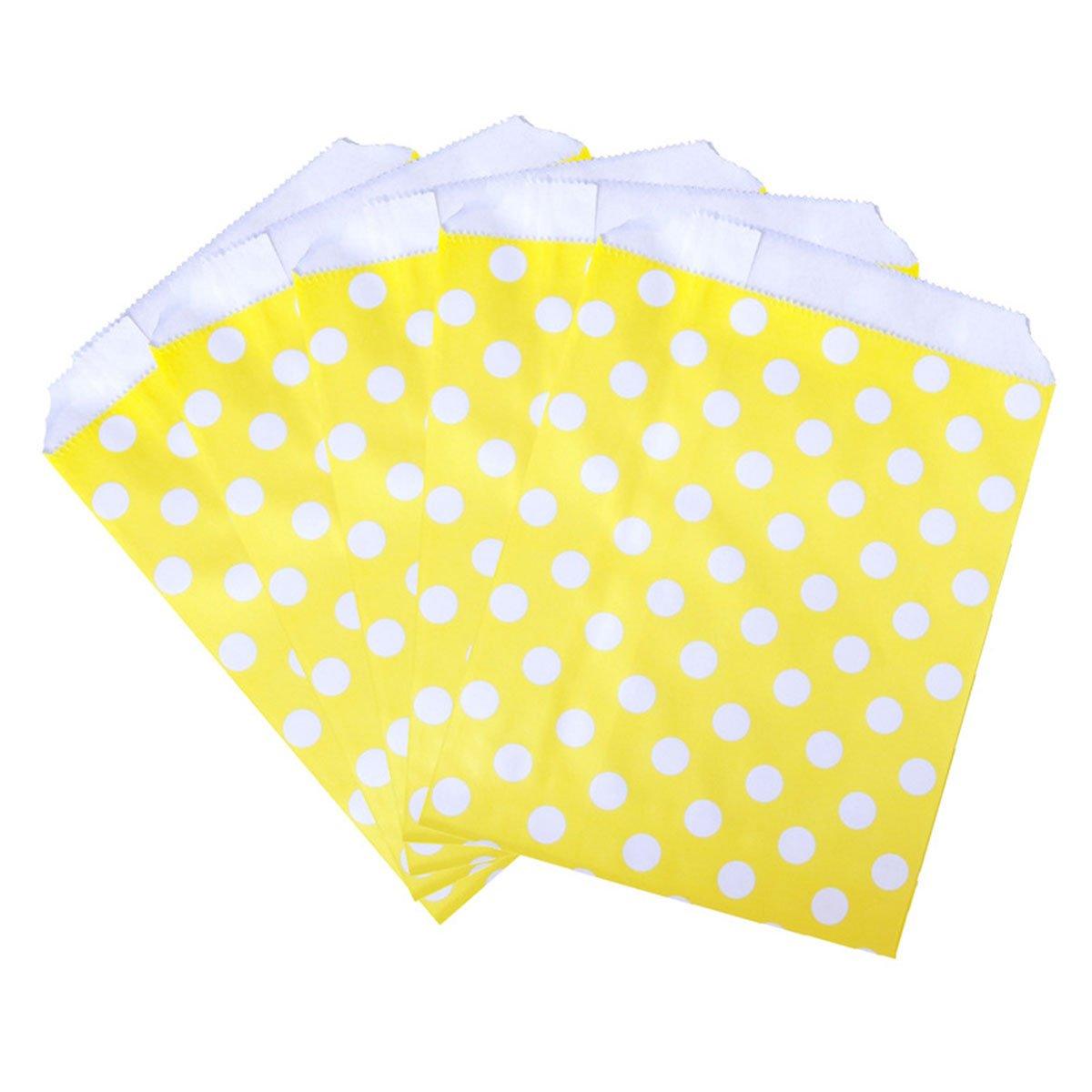 100pcs Colourful Polka Dot Paper Bags for Food Desserts Party Treats Packaging - Red