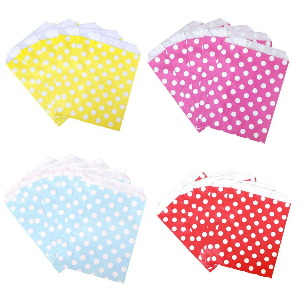 100pcs Colourful Polka Dot Paper Bags for Food Desserts Party Treats Packaging - Yellow