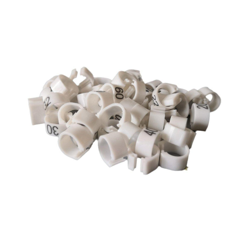 100X 001-100 Digital Numbered Bird Leg Band Rings Clip For Pigeon Parrot Poultry - Red