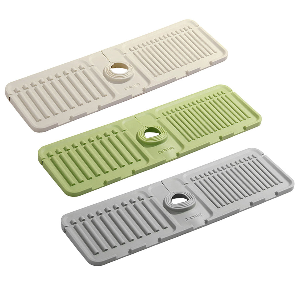 Faucet Draining Pad Narrow Sink Splash Guard Mat for Washbasin Water Catcher - White