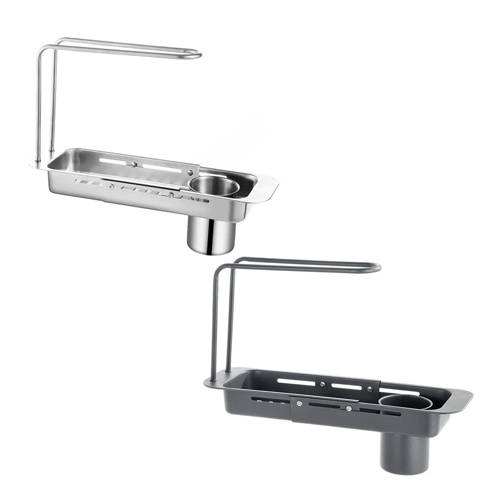 Retractable Kitchen Sink Draining Rack Water Filter Basket Storage Shelf Home - Silver