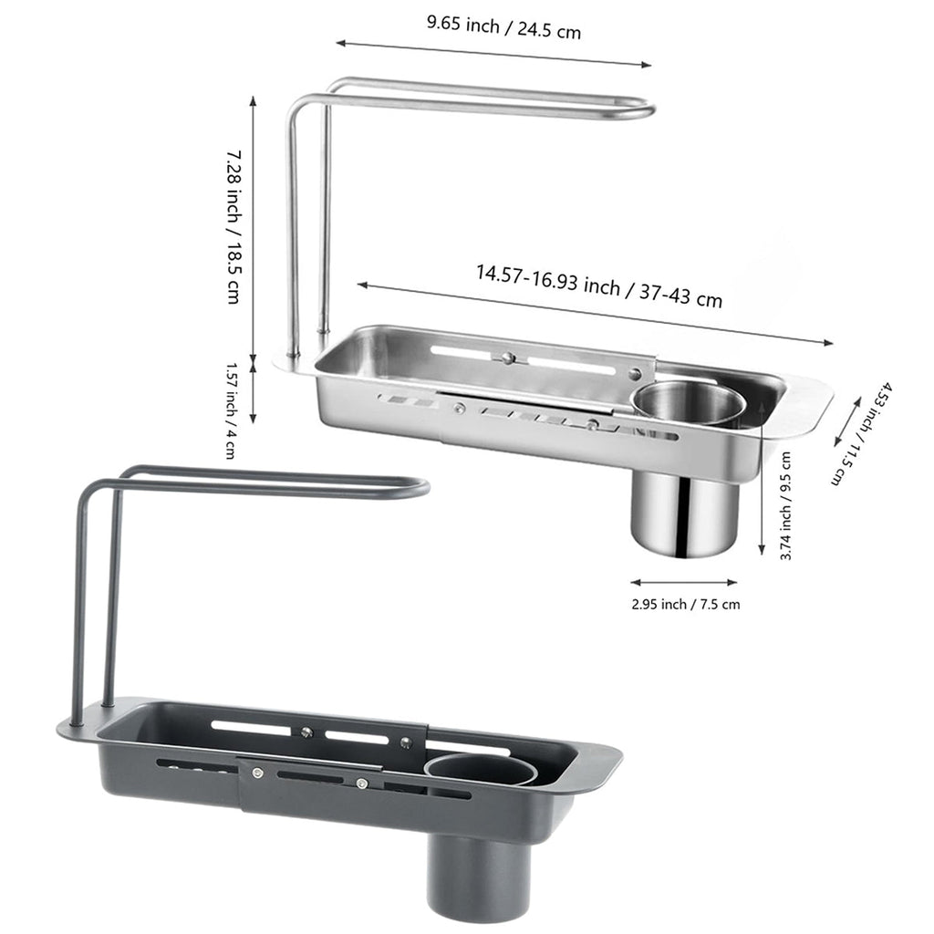 Retractable Kitchen Sink Draining Rack Water Filter Basket Storage Shelf Home - Grey