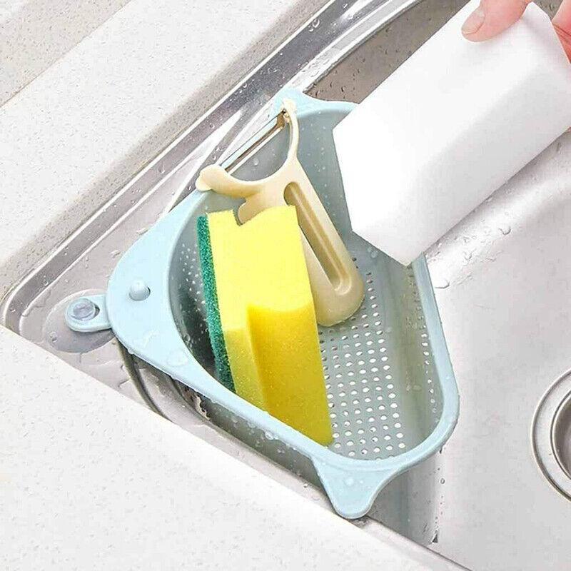 Triangle Sink Kitchen Storage Drain Basket Rack Shelf Holder Strainer Organizer - Beige