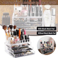 Holder Cosmetic Makeup Organiser 4 Drawer Storage Jewellery Box Clear Acrylic - Without Black Mesh Pad