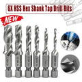 6X Hss Hex Shank Tap Drill Bits Metric Thread Screw Tapping Compound Set Tool
