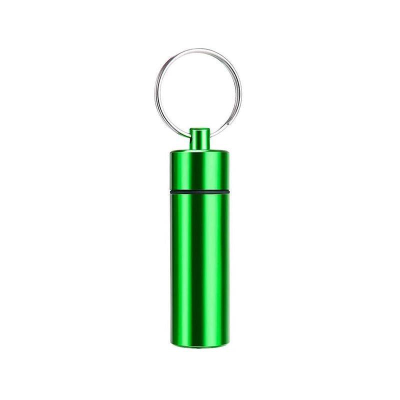 Aluminum Pill Box Case Bottle Cache Drug Holder Keychain Container Waterproof - Red