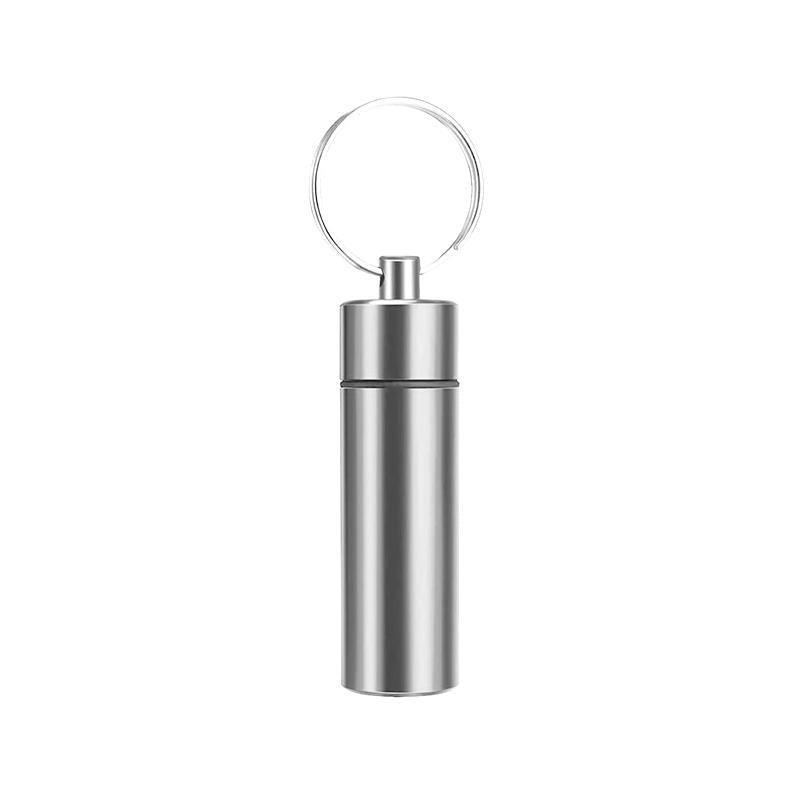 Aluminum Pill Box Case Bottle Cache Drug Holder Keychain Container Waterproof - Red
