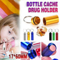 Aluminum Pill Box Case Bottle Cache Drug Holder Keychain Container Waterproof - Silver