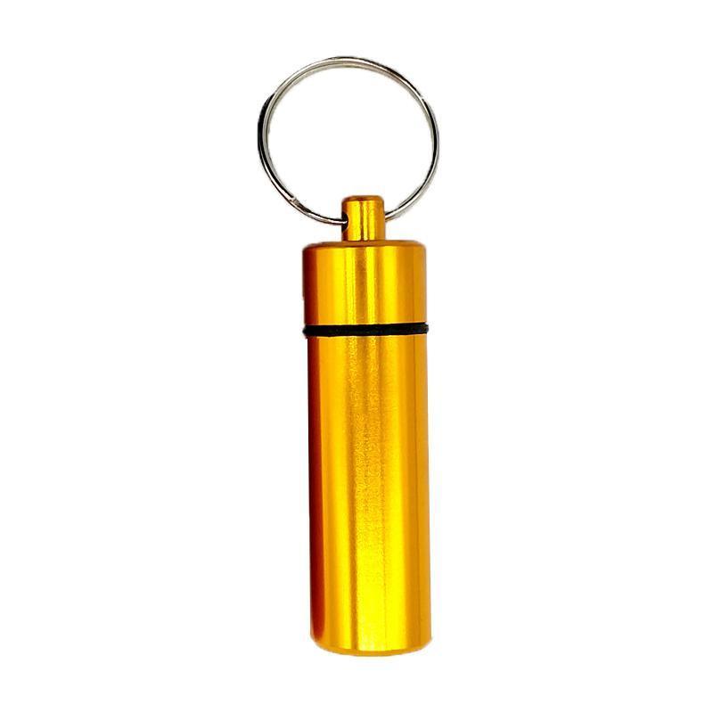 Aluminum Pill Box Case Bottle Cache Drug Holder Keychain Container Waterproof - Silver