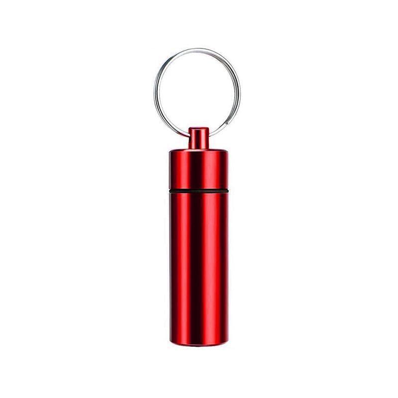 Aluminum Pill Box Case Bottle Cache Drug Holder Keychain Container Waterproof - Silver